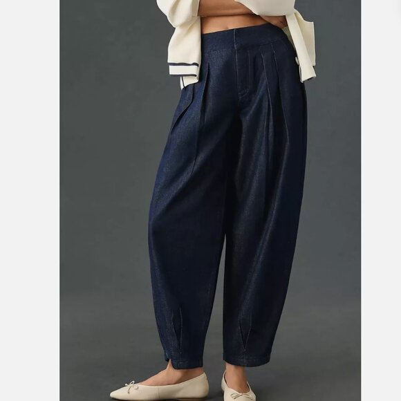 Anthropologie Pilcro Porto Wide Leg Barrel Jeans Dark Blue Size 26 - Picture 7 of 15